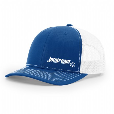 Richardson Snapback Trucker Hat Royal/White with Jetstream Logo Embroidered on Lower Left Panel